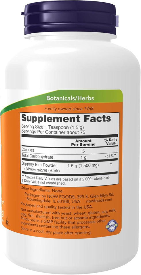 NOW Supplements, Slippery Elm Powder (Ulmus rubra), Non-GMO Project Verified, Herbal Supplement, 4-Ounce...