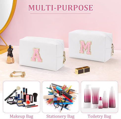 Etercycle Small Personalized Initial Letter Makeup Bag for Women, Cute Waterproof PU Leather Cosmetic Bag Travel Makeup Bag, Makeup Pouch Toiletry...