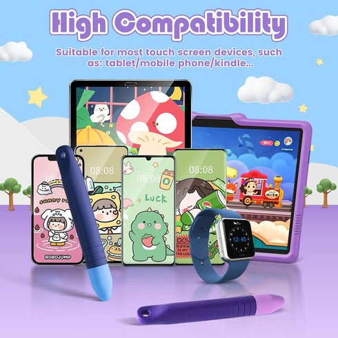 2Pcs Kids Stylus Pen for ipad, Stylus for Kids with Tethers, Anti-Rolling Tablet Stylus for Kids Compatible with iPad, iPhone, Tablets, Kindle and...