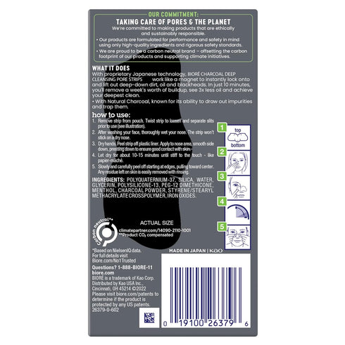 Bioré Men's Blackhead Remover Pore Strips, Charcoal Deep Cleansing Nose Strips for Blackhead Removal on Oily Skin, 6 Count (Pack of 4)...