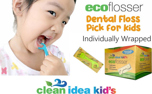 Kids Ecofloss Individually Wrapped - 150 Floss Picks - Flosser for Kids - Individually Packaged Floss Picks...