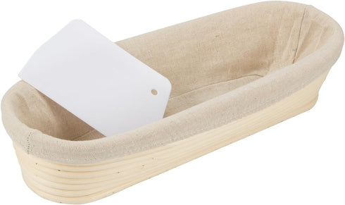 ANPHSIN 13" Banneton Bread Proofing Basket - Sourdough Basket Loaf Brotform, Oval Dough Rising Bowl with Liner for Homemade Bread Making Baking Su...
