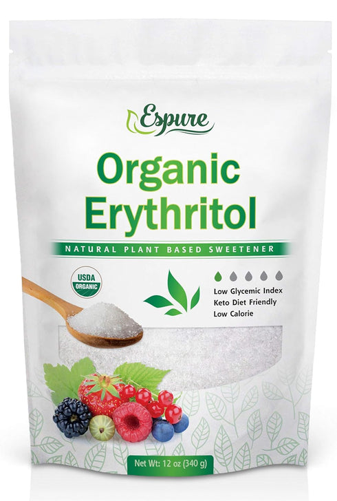 Espure Organic Erythritol - USDA Certified & 100% Pure - Zero Calorie Sugar Substitute, Plant Based Sweetener; 12oz...