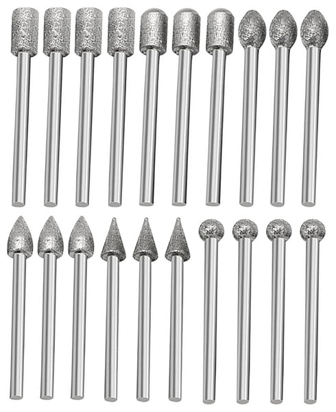 6mm Diamond Drill Grinding Bit Set, 1/8 Shank Stone Carving Set Diamond Burr Bits for Stone Ceramic Carving, Grinding, Polishing, Engraving, Sandi...