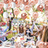 Zesliwy Rose Gold Confetti Balloons, 50 Pack 12 inch White and Rose Gold Latex Balloons with 33 Feet Rose Gold Ribbon for Birthday Party Wedding G...
