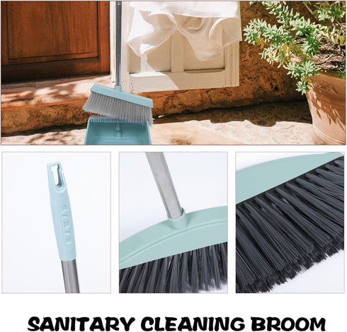 Heavy Duty Broom with Long Handle Commercial Broom Sweeping Brooms Outdoor Indoor Broom for Home Garage Kitchen Office Lobby Lawn...