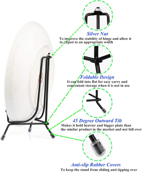 2 Pack Upgraded Plate Display Stands, 12 Inch Anti-Slip Iron Photo Holder Stands Book Display Stands, Compatible 13 to 18 Inch Decorative Plates, ...