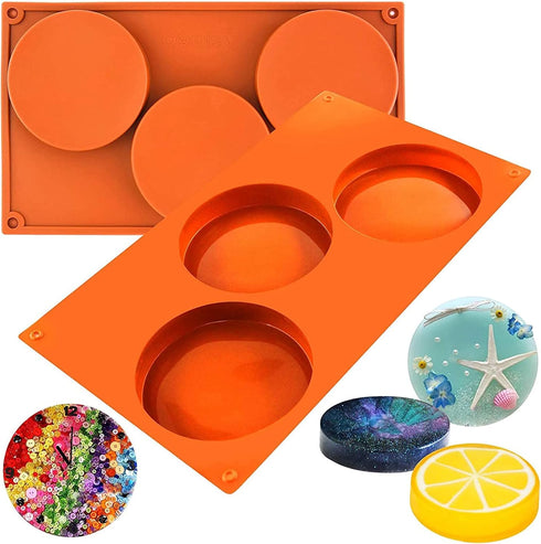 FUNSHOWCASE Large Round Disc Candy Silicone Molds 2-Bundle...