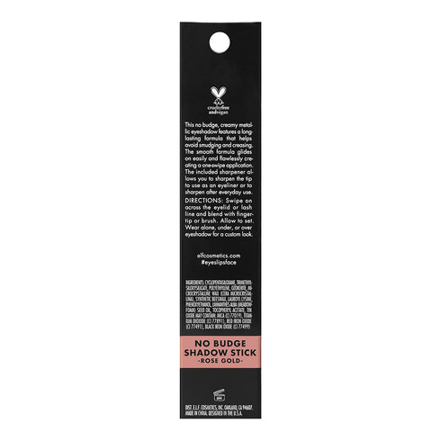 e.l.f. Cosmetics No Budge Shadow Stick, Longwear, Smudge-Proof Metallic Eyeshadow, Rose Gold, 0.056 Oz (1.6g)...