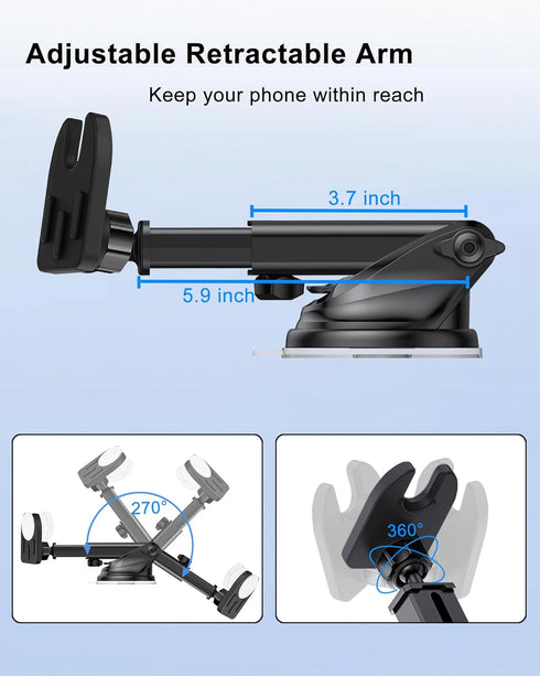 Car Mount for Pop Socket, Dashboard Windshield Car Phone Holder Compatible with Popsocket, Powerful Suction Cup Car Phone Mount Fits All Smartphon...