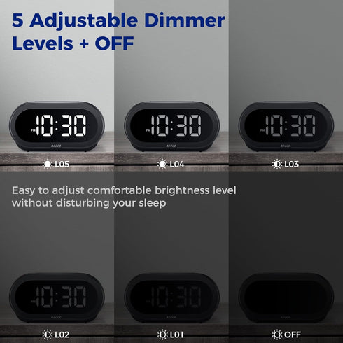 uscce Small Digital Clock for Bedroom: 6 Dimmable Brightness 4 Alarm Volume - Plug in Clock with Easy Operation for Bedside Desk...