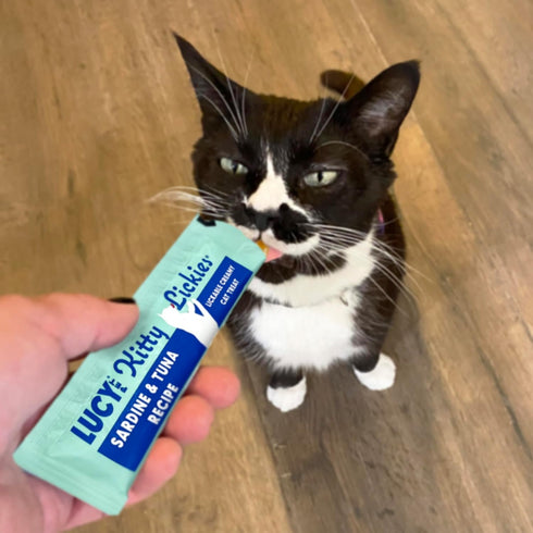Lucy Pet Products Kitty Lickies Creamy Lickable Cat Treat, Sardine and Tuna Recipe, 2oz....