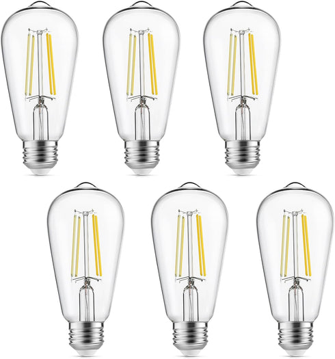 Vintage LED Edison Bulbs, 6W, Equivalent 60W, High Brightness Cool White 4000K, ST58 Antique LED Filament Bulbs with 90+ CRI, E26 Medium Base, Dim...
