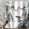 Japanese Shower Curtain, Asian Landscape Painting Oriental Ink Watercolor Mountain Tree Abstract Bath Curtains, Black Print Fabric Bathroom Access...