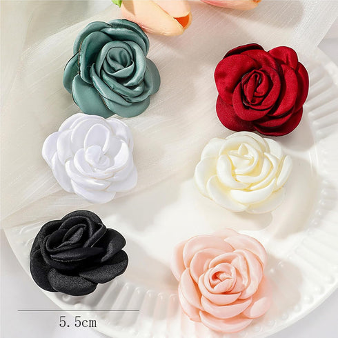Dainty Satin Fabric Rose Flower Brooches Lapel Pins for Women,Vintage Elegant Silk Camellia Flower Safety Brooch Hair Clip Pins Shawl Clips Clothe...