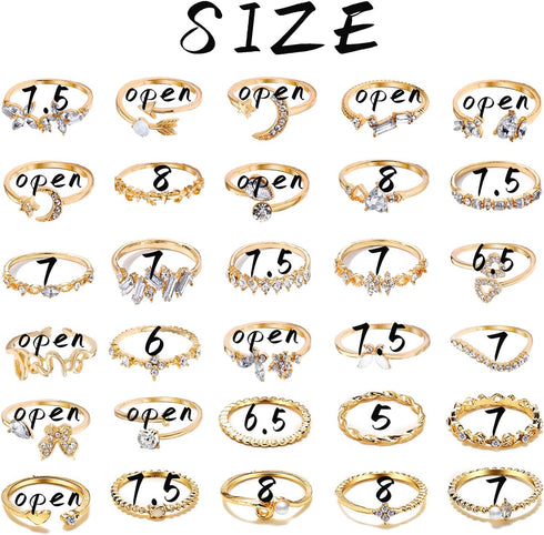 Gold Knuckle Stacking Rings Set for Women, Boho Dainty Sparkle Crystal Rhinestone Moon Star Rings Sets, Vintage Joint Rings Pack Jewelry Gift for ...