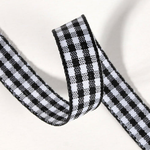 Buffalo Check Ribbon Black and White Gingham Ribbon 25 Yards for Crafts (3/8", Black)...
