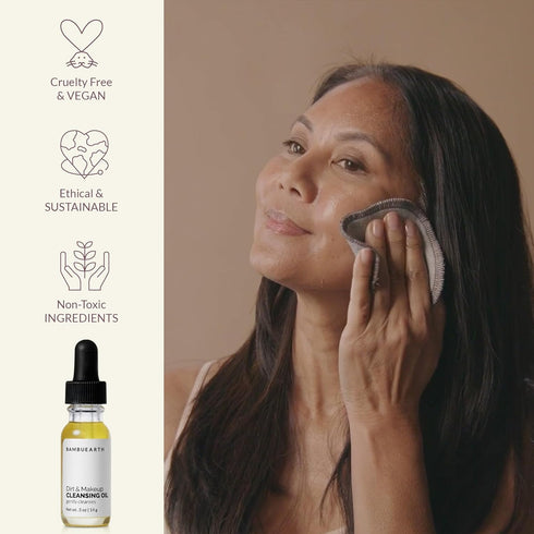 BambuEarth Gentle Oil Cleanser and Makeup Remover Mini - Organic Ingredients & EWG Certified - Daily Face Cleanser for All Skin Types, Vegan Skinc...