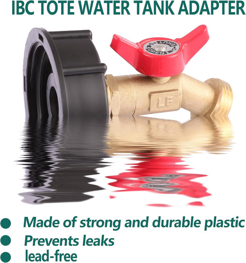 275-330 Gallon IBC Tote Water Tank Adapter(2" Coarse Thread)?IBC Tote Adapter With 1/2 NPT Thread Garden Hose Valve(Lead-Free),ibc tote fittings,i...