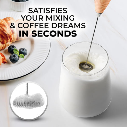 Zulay Kitchen Powerful Milk Frother Wand - Ultra Fast Handheld Drink Mixer - Electric Whisk Foam Maker for Coffee, Lattes, Cappuccino, Frappe, Mat...