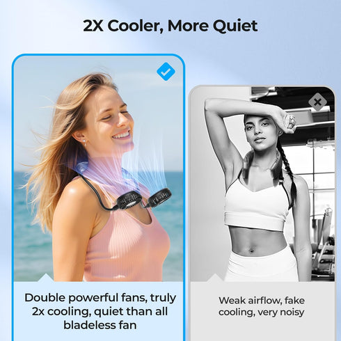 AMACOOL Neck Fan Battery Operated Neckband Fan Hand-Free Wearable Personal Fan for Hot Flashes Home Office Travel Outdoor Sports (Black)...
