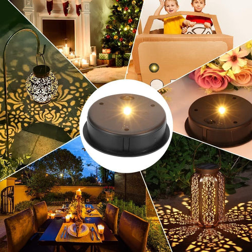 2 PCS Upgraded Solar Light Replacement Top for Outdoor Hanging Lanterns, 4.13 inch Warm White LED Solar Panel Lantern Lid Lights Parts, DIY Home G...