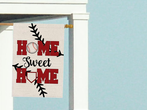12x18 Inch Double Sided Summer and Spring Garden Flag - Baseball Home Sweet Home House Flag - Seasonal Large Outdoor Yard Flags of Burlap - Bat Ba...