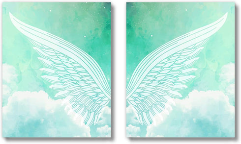 Brooke & Vine Angel Wings Girls Bedroom Wall Decor Art Prints -(UNFRAMED 8 x 10)- Inspirational Christian Religious Kids Baby Girl Nursery Tween W...