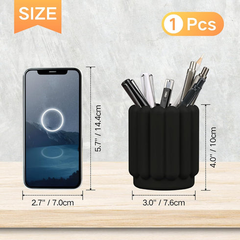 Silicone Pen Holder, Pencil Holder Cute Pens Cup for Desk for Kids Office Decor Desk Accessories Pen Pot Desk Organizer (Black)...