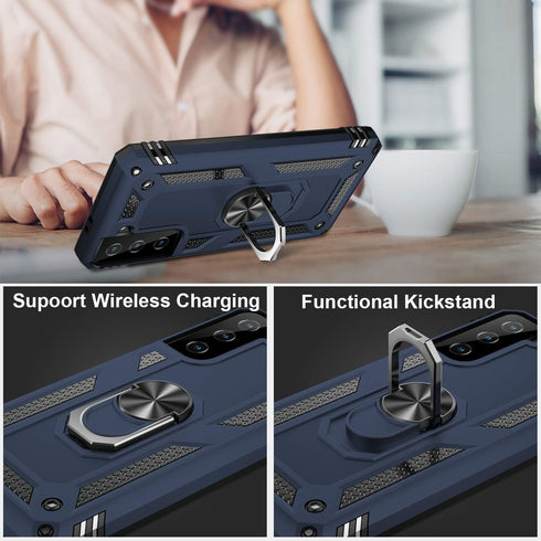 IKAZZ for Galaxy S21 Case,Military Grade Shockproof Heavy Duty Protective Phone Cover Pass 16ft Drop Test with Magnetic Kickstand Car Mount Holder...