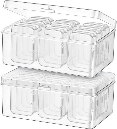 Blulu 24 Pcs Small Bead Organizer Plastic Storage Containers, Clear with 2 Hinged Lid Cases (6.69 x 4.06 x 2.76 Inch, 2.56 x 1.77 x 0.79 Inch)...