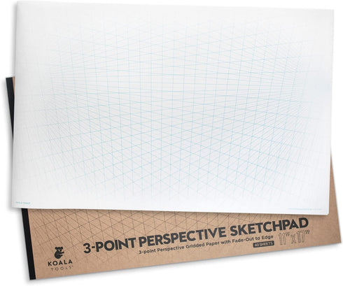 Koala Tools | Drawing Perspective (1 and 2-Point) Large Sketch Pad (3 Point - 11 x 17)...