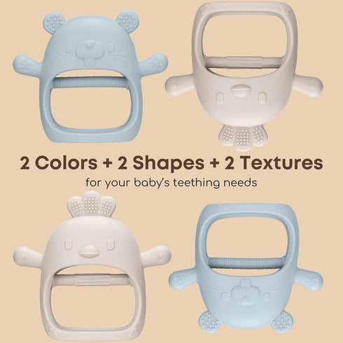 2 Packs Baby Teething Toys Silicone Teething Mittens for Infants 3 Months+, Never Drop & Easy to Hold Teethers, Helps Soothing Gums & Sucking Need...
