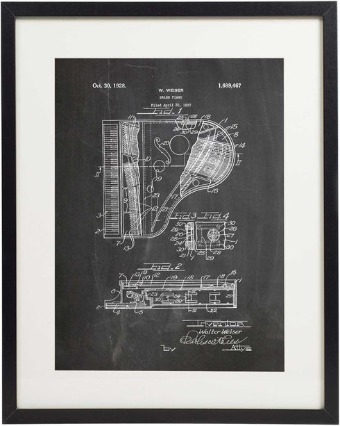 IDIOPIX Piano Patent Wall Decor Chalkboard Art Print Set of 6 Prints UNFRAMED...