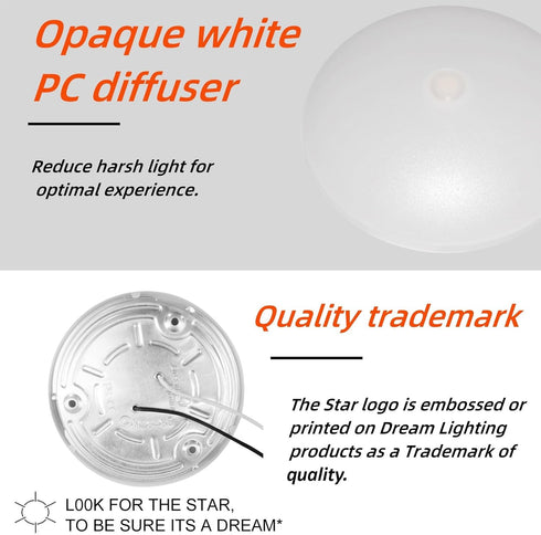 Dream lighting RV Lights LED Dome Light with Push Button 12v Interior Ceiling Light 3500K White Lighting for RV Trailer Boat, 4.5 inch 5.4 watts, ...