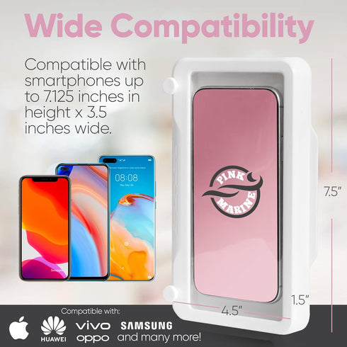 Pink Marine Waterproof Shower Phone Holder Wall Mounted Bathroom Shower Water Resistant Full Rotating Phone Case for iPhone 14 13 12 11 Pro Max An...