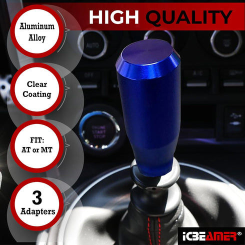 ICBEAMER Blue Aluminum Shift Knob | Fits Automatic and 4, 5, 6 Speed Manual Transmission Vehicles | Interior Car Gear Lever Stick Shift Handle | A...