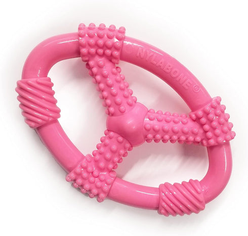 Nylabone Spin Tug & Play Pink Puppy Chew Toy for Teething - Puppy Supplies - Peanut Butter Flavor, Medium/Wolf (1 Count)...