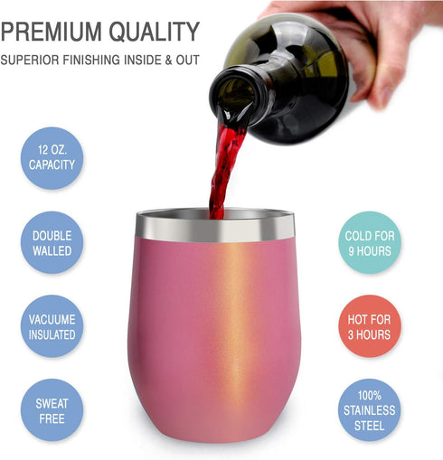 CHILLOUT LIFE 12 oz Stainless Steel Tumbler with Lid & Gift Box - Wine Tumbler Double Wall Vacuum Insulated Travel Tumbler Cup for Coffee, Wine, C...