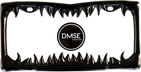 DMSE Universal Metal Shark Tooth Teeth Jaws License Plate Frame Cool Design for Any Vehicle (Black Sharks Tooth)...