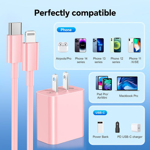 Phone Charger Fast Charging?2Pack USB Wall Charger with 10ft Liightning Cable, for Phone Cable Fast Charging Compatible with Phone 14/13/12/11 Pro...