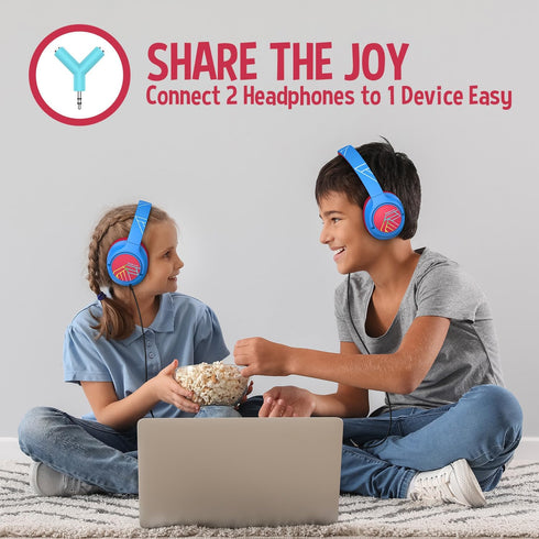 PowerLocus Kids Wireless Headphones, Bluetooth Kids Headphones LED Lights Over Ear with 74/85/94dB Volume Limited, 45H Playtime,Built-in Mic, Two ...