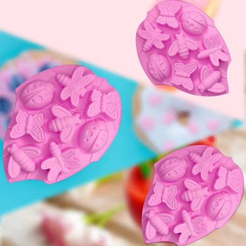 3 pcs Silicone Chocolate Molds, VEINARDYL 24-Cavity Insect 3D Muffin Mould Kitchen Pastry Baking Pan for Fat Bomb Cake Candy Cupcake Soap Candle -...