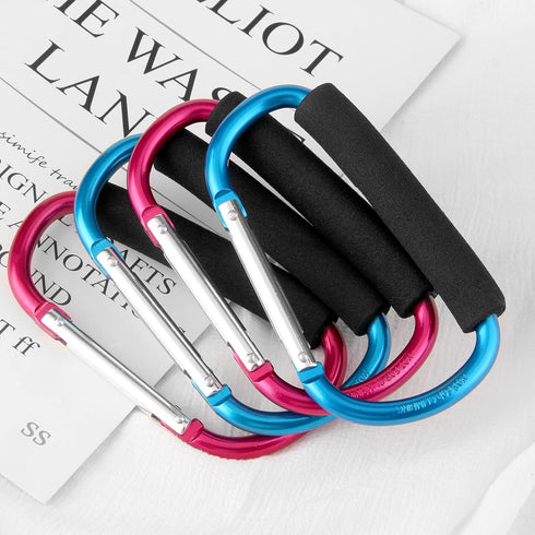 4 Pack Large Carabiner 5.5" D Style Click and Carry Bag Carrier Stroller Hooks(Light Blue and Rose red)...