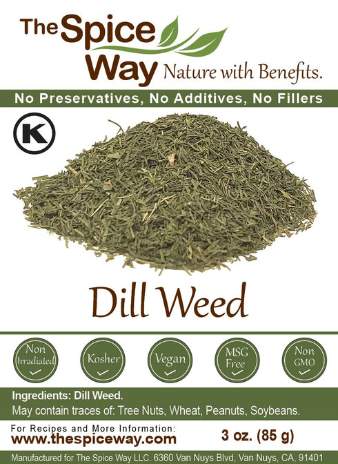 The Spice Way Dill Weed - seeds for pickling, vegetables, pasta, salads and soups. 3 oz...