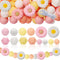 100Pcs Daisy Silicone Beads with Elastic Rope Pink White Flowers Shape Silicone Loose Bead 4 Colors Round Hexagon Spacer Beads for DIY Crafts Jewe...