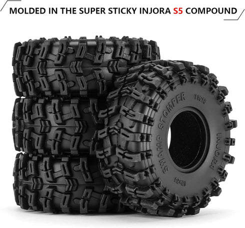 INJORA 1.0 Tires - S5 Swamp Stomper Crawler Tires for TRX4M AX24 SCX24 FCX24 1/18 1/24 RC Crawler Car, 63 * 24mm, T1018...
