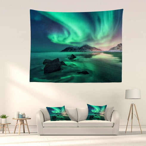 Batmerry Northern Lights Tapestry, Space Beautiful Galaxy Night Starry Image Picnic Mat Beach Towel Wall Art Decoration for Bedroom Living Room Do...