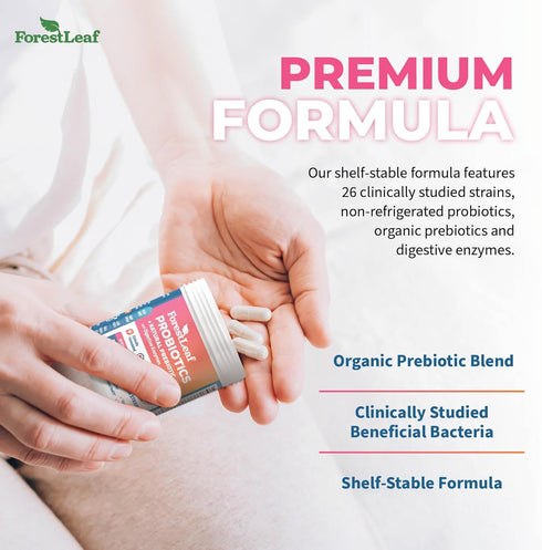 ForestLeaf Womens Probiotic 50 Billion CFU with Organic Prebiotics, Digestive Enzymes, Cranberry, D-Mannose - Prebiotics Probiotics for Women Dige...
