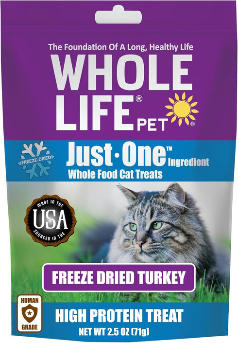 Whole Life Pet Just One Turkey - Cat Treat Or Topper - Human Grade, Freeze Dried, One Ingredient - Protein Rich, Grain Free, Made In The USA...